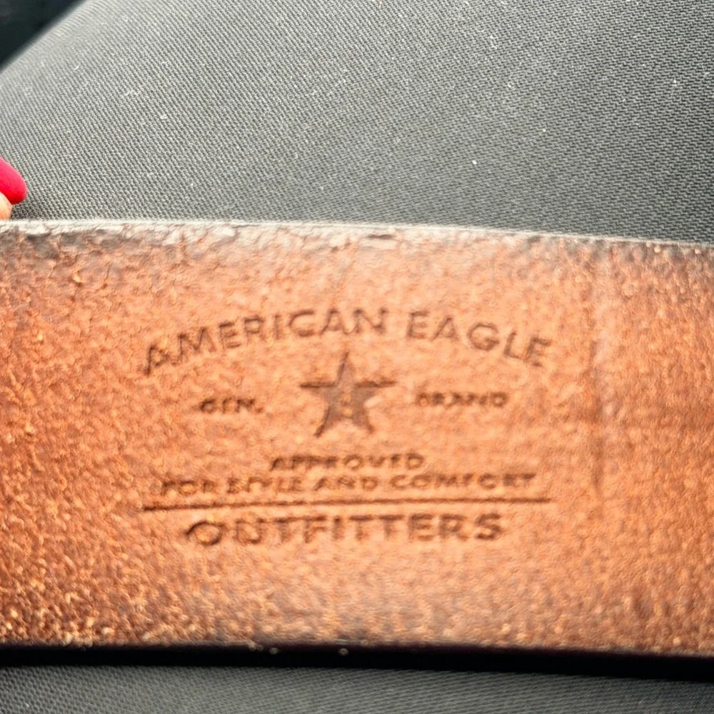 American Eagle Leather Belt Men 34 Brown Rugged Distressed Heritage Rustic